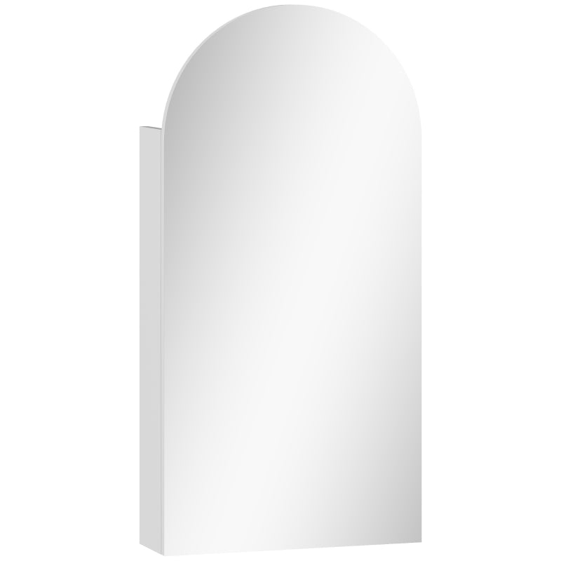 White Bathroom Cabinet – Arched Mirror & Adjustable Glass Shelves