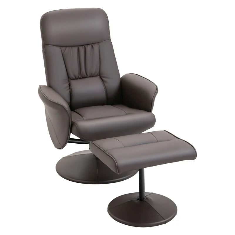 Brown Recliner Armchair with Footrest – High Back Lounge Chair