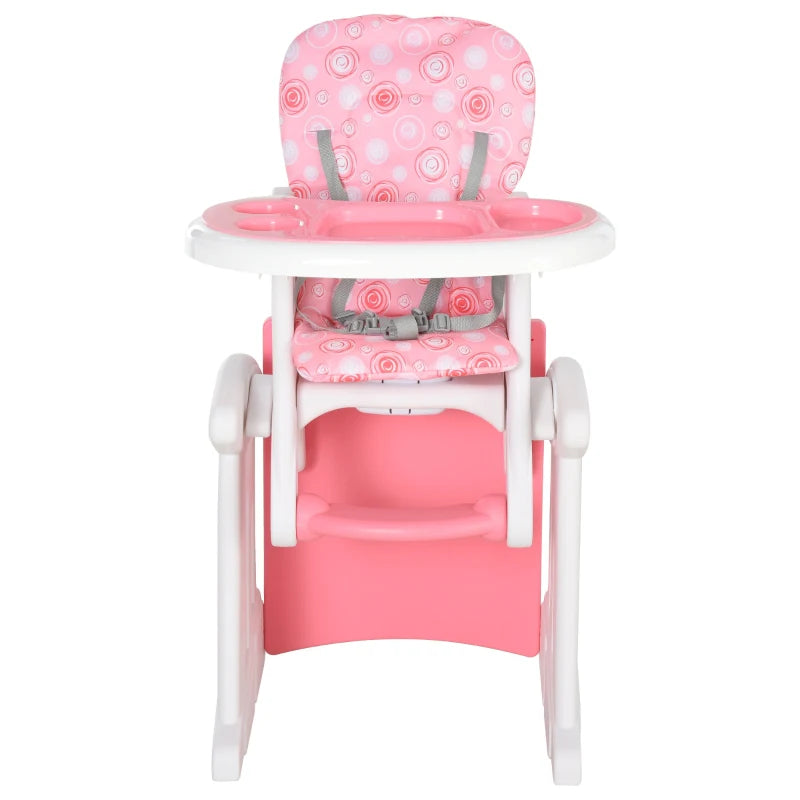 Baby Booster High Chair – 3-in-1 Convertible Pink Seat with Tray for Toddlers