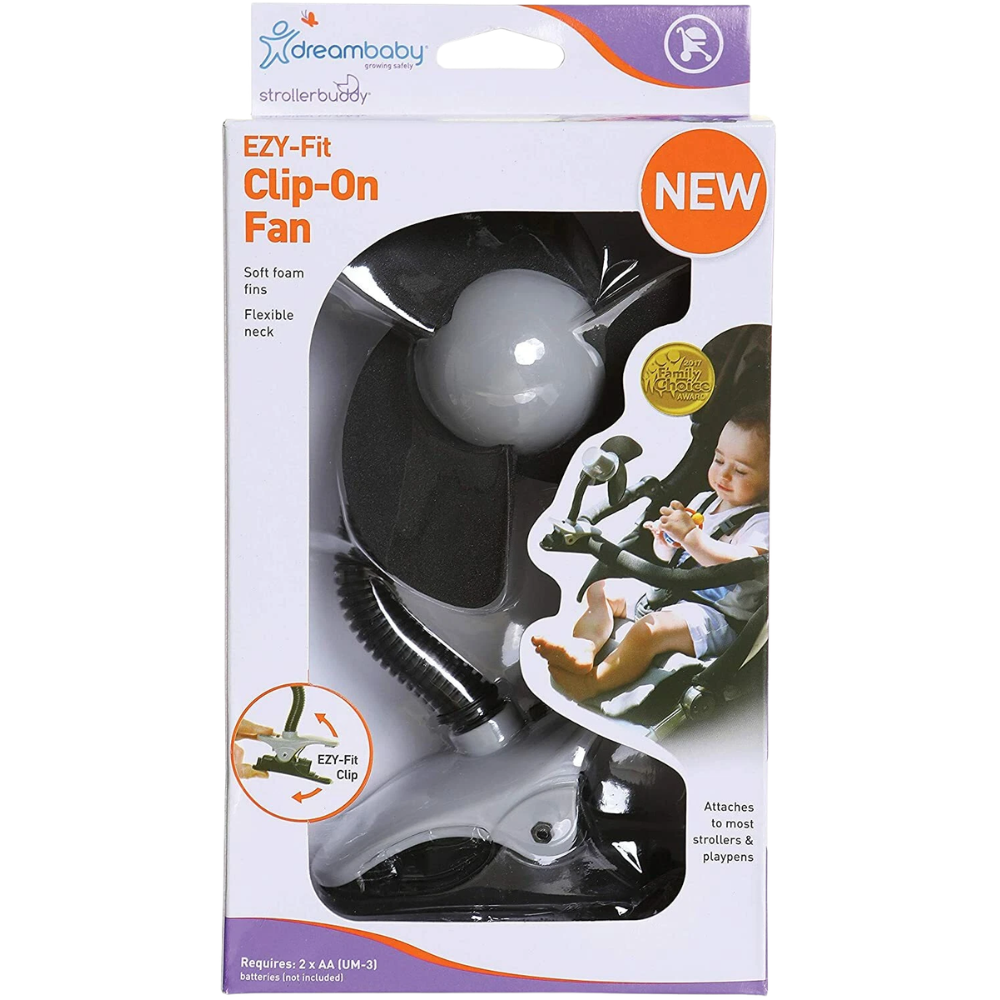 Dreambaby Portable Stroller Fan with Soft Foam Blades, Adjustable Clip & Flexible Neck Black
