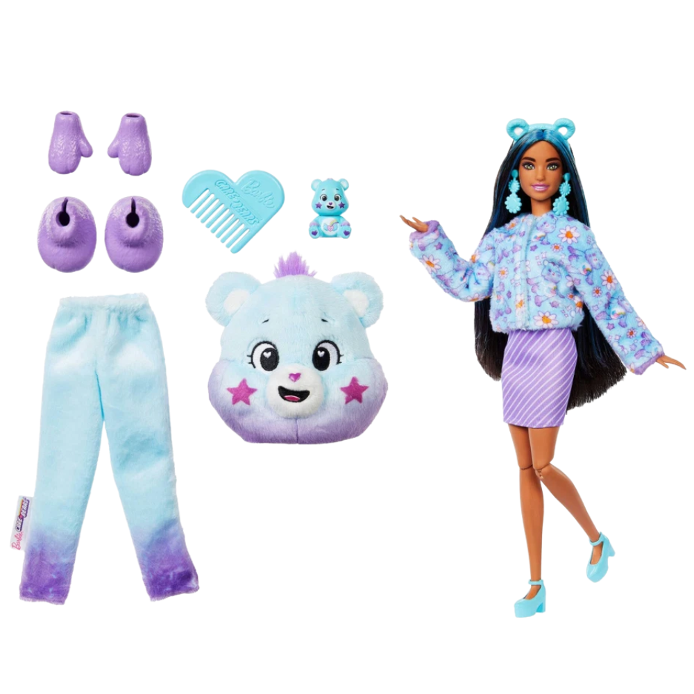 Barbie Cutie Reveal Care Bears Dream Bright Bear Series 2 Doll with 10 Surprises Kids Toy