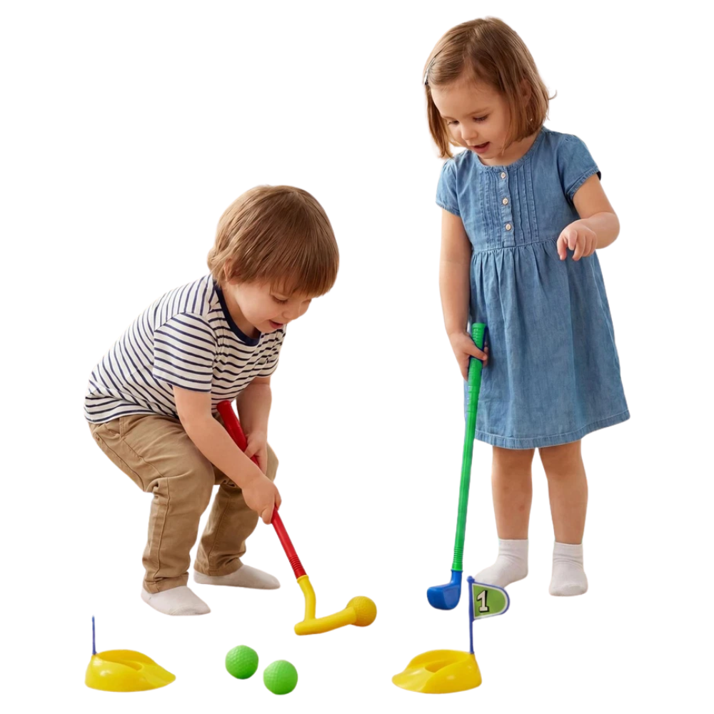 Kids Golf Set with Trolley 11 Pcs Junior Golf Clubs Balls Flags & Practice Holes
