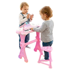 Kids Pink Piano Keyboard with Microphone Stool Record Playback Musical Toy Set 24 Key Fun