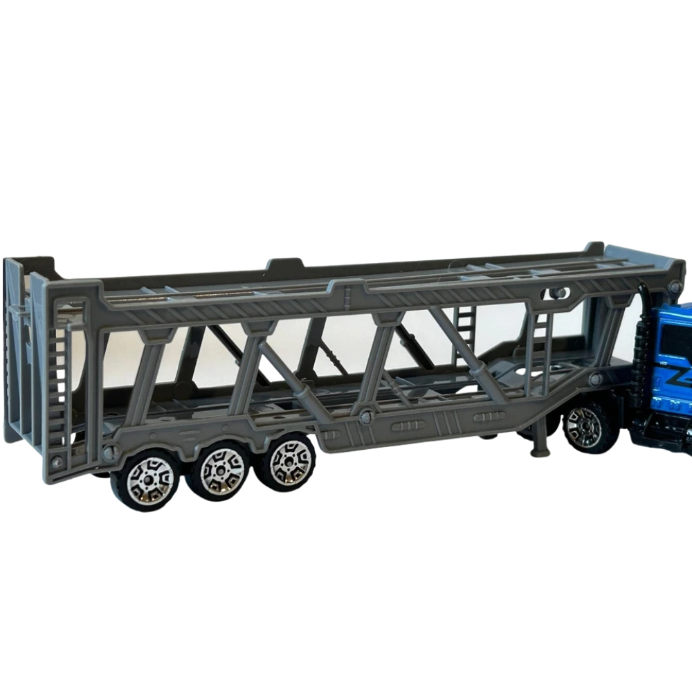 Blue Diecast Lorry Truck Transporter Hauler Toy Model Vehicle for Kids Collectors Display