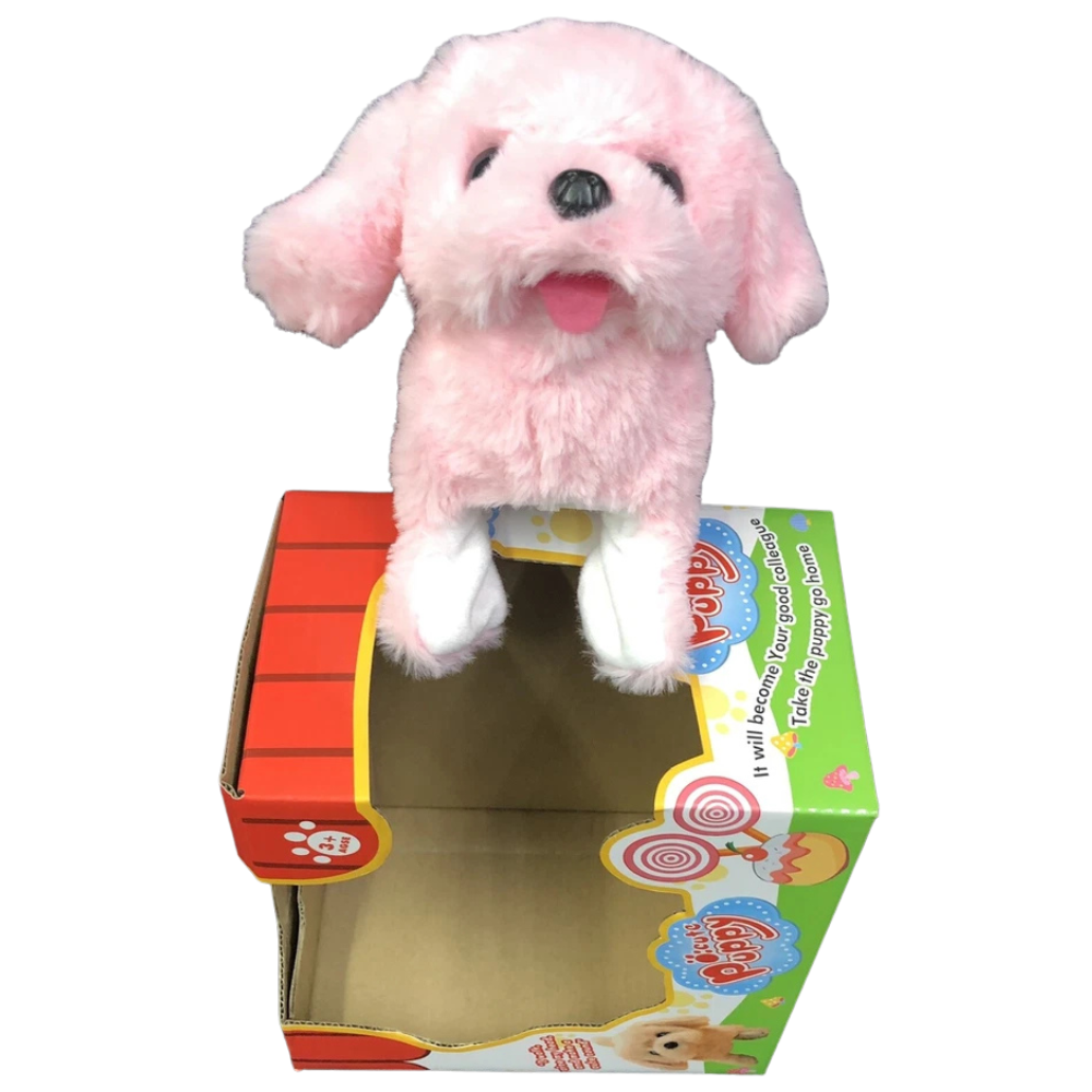 Cute Pink Walking and Barking Pet Toy for Kids Interactive Little Animal Gift for Children