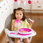 Munchkin Be Happy Toddler Dining Set Pink, Suction Plate, Straw Cup, Fork and Spoon