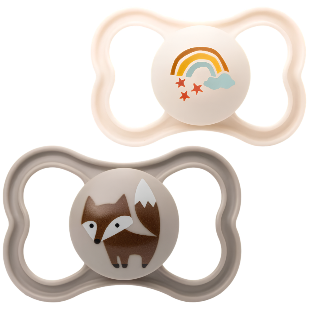 MAM Air Soother 6-18 Months Twin Pack, Orthodontic Silicone Pacifiers with Extra Airflow