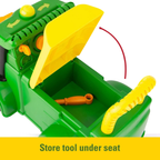 John Deere Johnny Tractor Ride-On Toy with Lights, Sounds, Tool Kit and Storage Seat 3+