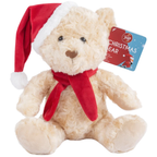 Abeec Christmas Teddy Bear Plush Soft 25cm Festive Toy with Santa Hat & Scarf Gift Toy