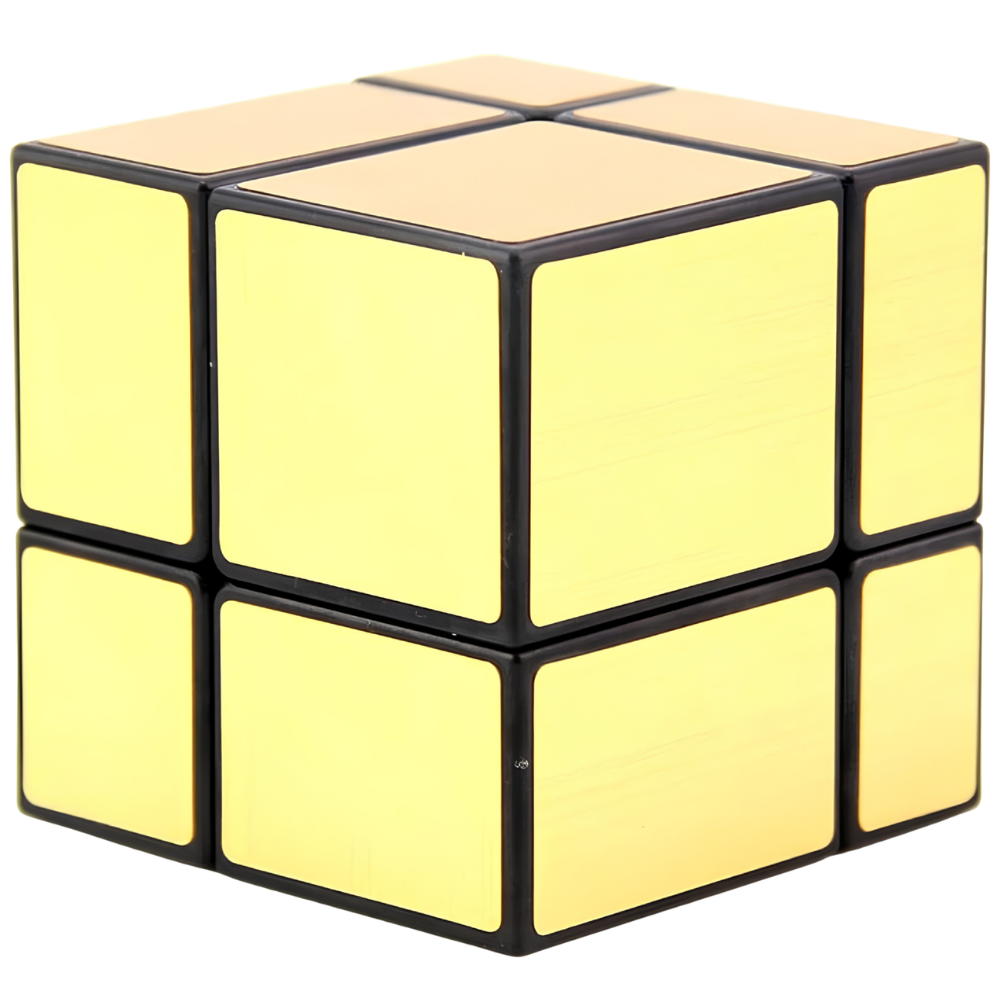 QiYi 2x2 Gold Mirror Cube Puzzle, Smooth Twist Shape Mod Brain Teaser for Kids and Adults