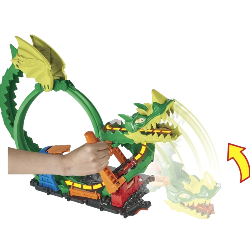Hot Wheels City Fire Station Track Set Dante Dragon Nemesis Stunt Car Playset Kids 5+