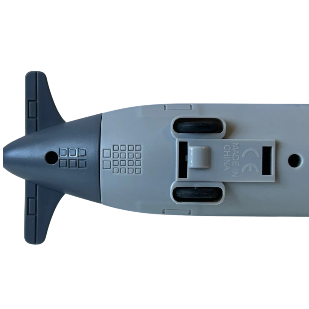 LeanToys Military Submarine Toy Light Grey Plastic Model Friction Pull-Back Action 28 cm