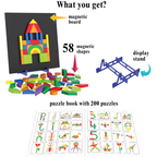Play Panda Magnetic Shapes Puzzle Type 2 with 58 Pieces, 200 Designs and Board for Kids