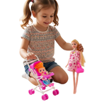 11" Pregnant Doll with Baby in Tummy Family Playset Stroller Walker Accessories Toy 3+