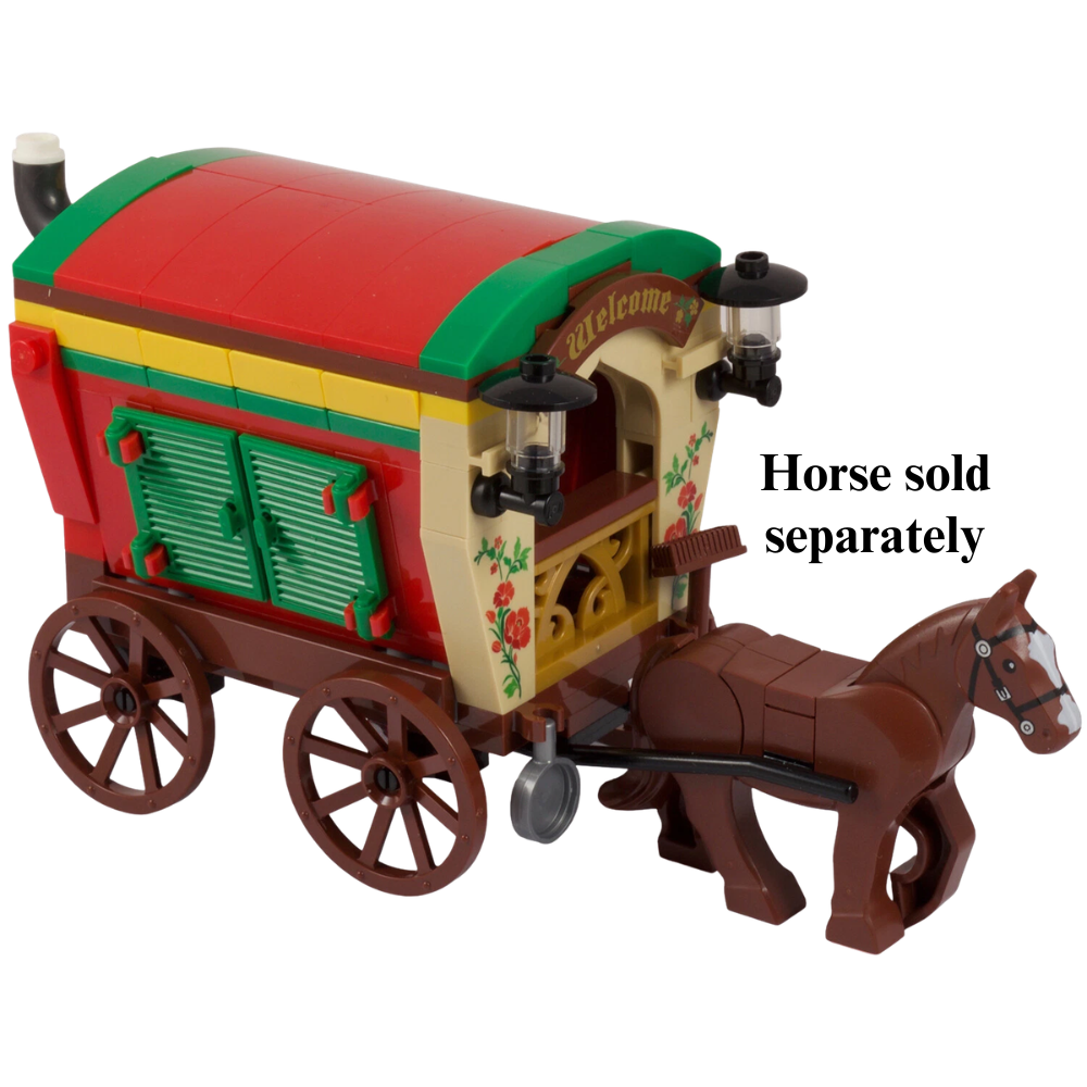 LEGO Romany Gypsy Caravan Building Kit with Opening Shutters, Broom, Pan & Bucket
