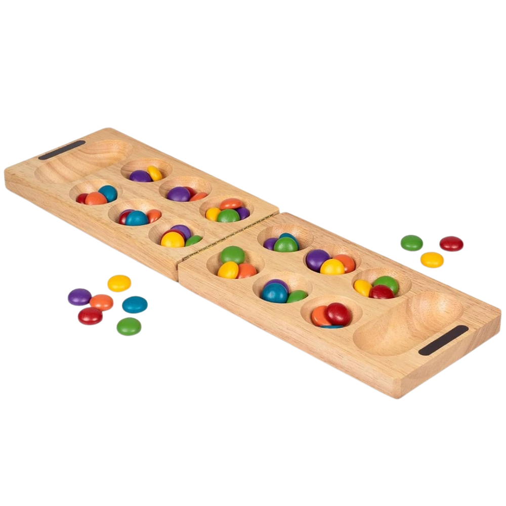 Wooden Folding Mancala Strategy Board Game Family Classic Game 2 Player Travel Toy Ages 6+