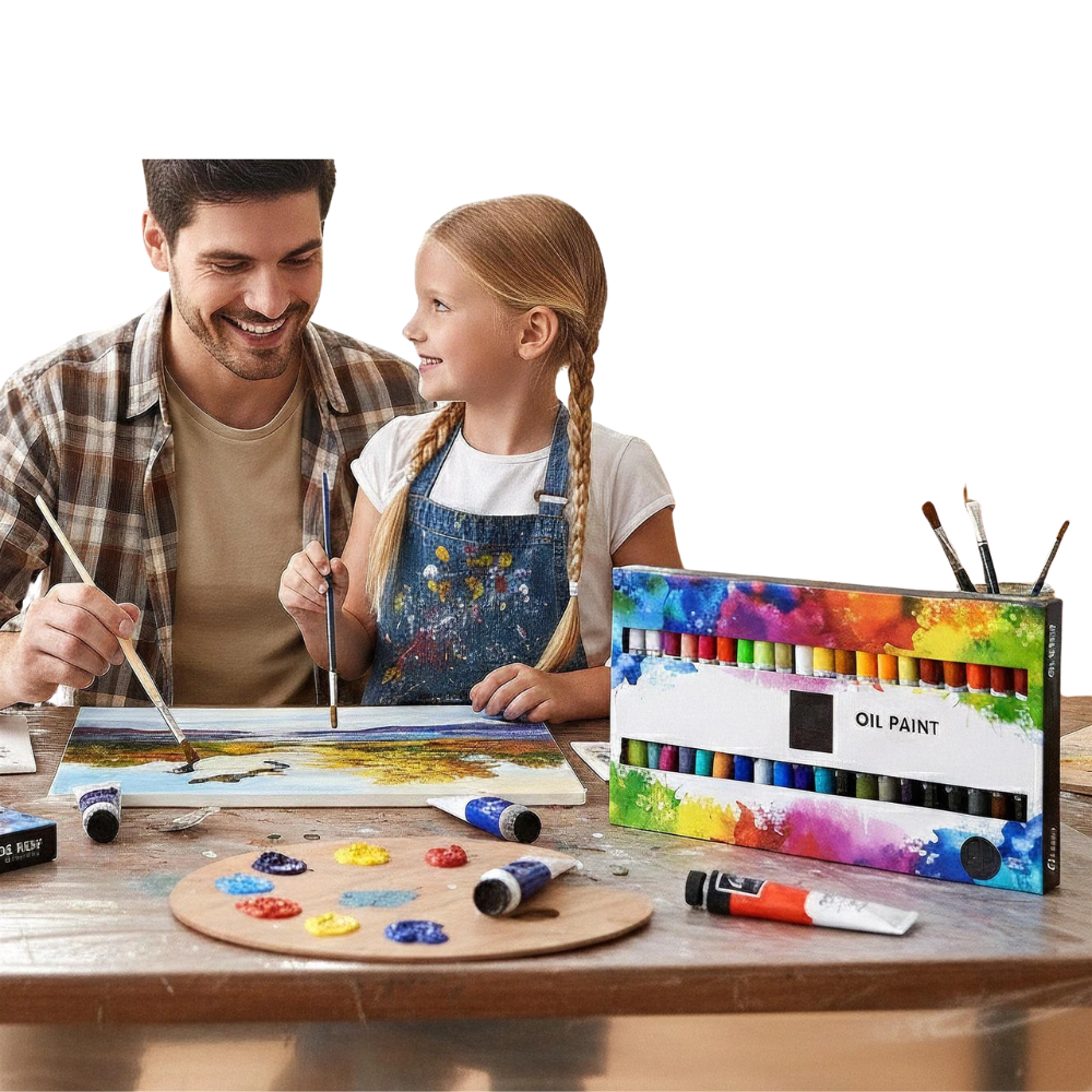 Geezy Oil Paint Set 40 X 20ml Tubes Artistic Painting Kit Rich Pigments Canvas Multicolour
