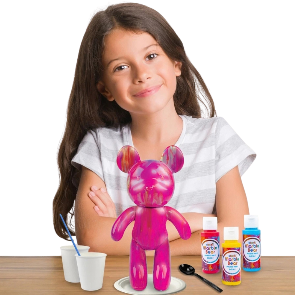 Marble Bear Pouring Kit 23cm Acrylic Paint Art & Craft Set for Kids & Adults