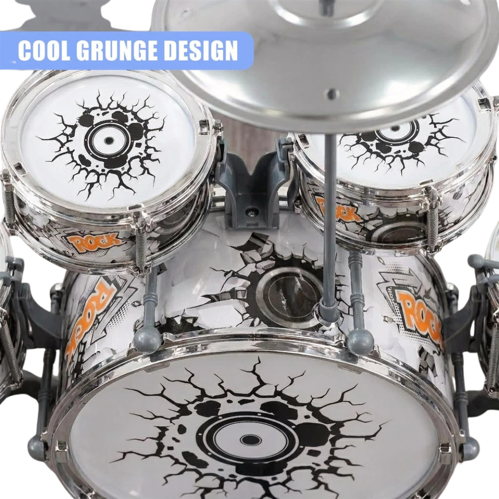 My First Drum Kit Play Set Drums Cymbal Foot Pedal Stool Kids Musical Toy Instrument