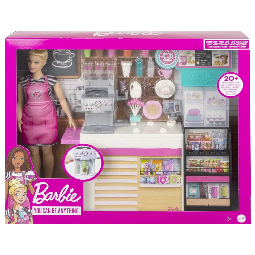 Barbie Coffee Shop Playset with Doll and 20+ Accessories Career Roleplay Toy Set Kids 3+ Toy
