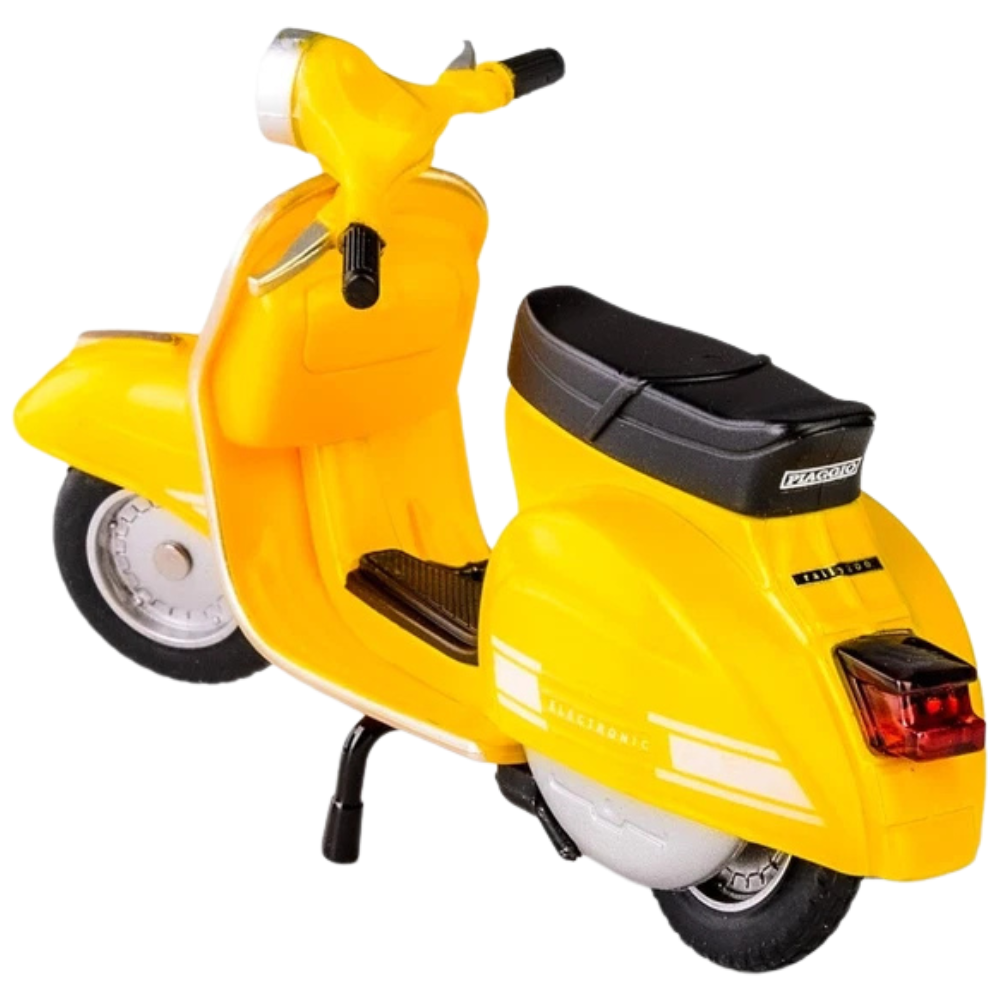 MSZ 1976 Vespa 200 Rally Italian Yellow Scooter Diecast Motorcycle Model 1:18 Scale Toy