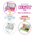 Abeec Wooden Beauty Set Pretend Makeup Vanity for Toddlers with Hairdryer Lipstick & Comb
