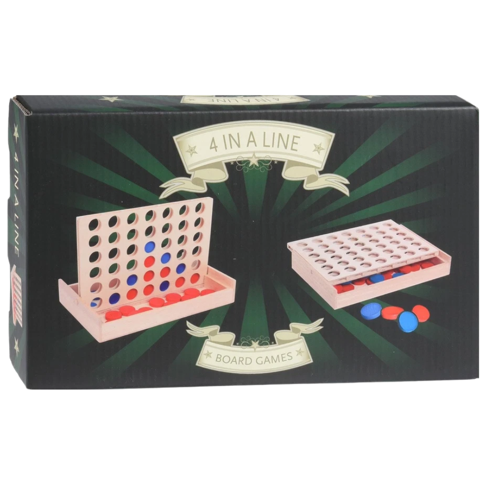 Four in a Line Wooden Board Game Classic Connect Four Strategy Travel Toy for 2 Players 3+