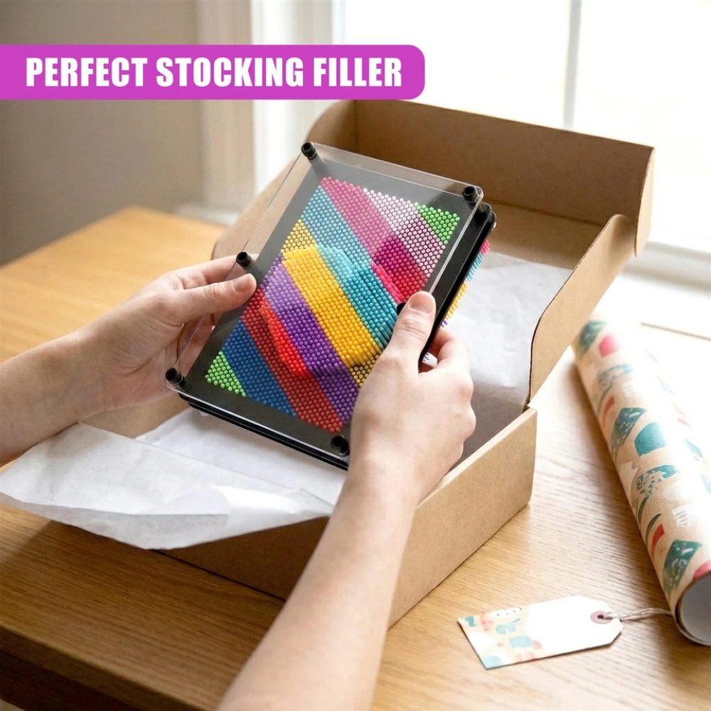 3d Pin Art Toy Rainbow Impression Sculpture Retro Desk Gadget Stocking Filler Gift Game 3d