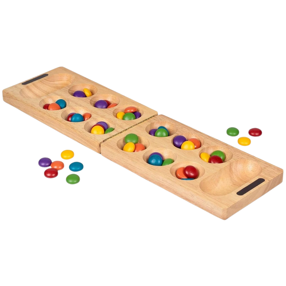 Wooden Folding Mancala Strategy Board Game Classic Family Game for Kids & Adults