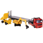 Hipo Diecast Transporter Truck with Excavator and Dump Truck Construction Toy Set 1:64 Scale