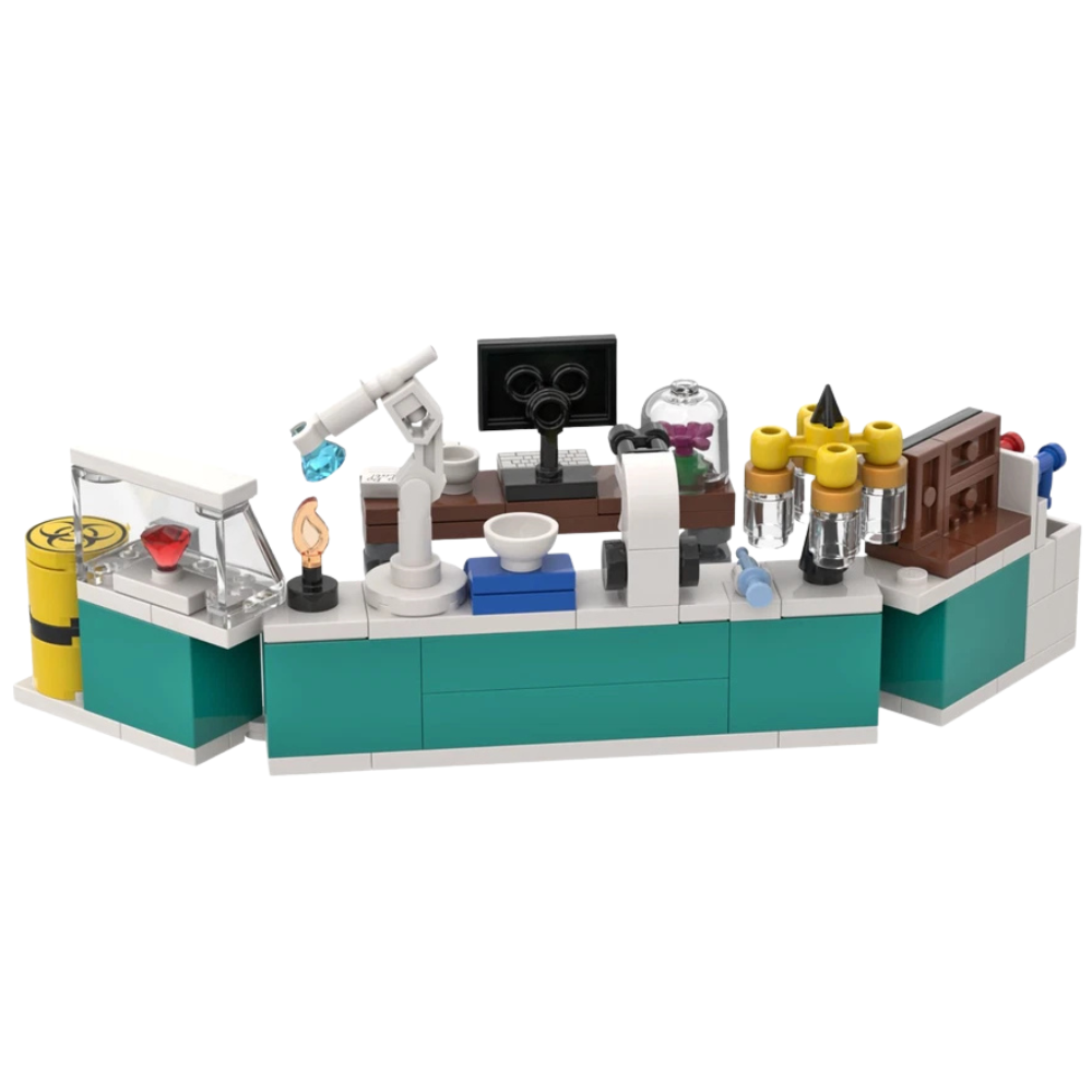 Science Laboratory Chemist Biologist Lab Custom Kit Made with Real Lego Bricks Display Model Set