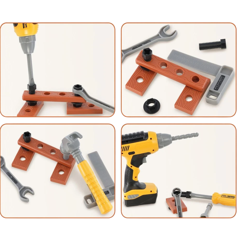 20 Pcs Kids Tool Set with Electric Drill Toy Case Construction Building Role Play Kit