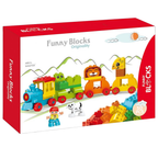 50PCS Animal Train Building Blocks Set with Puppy Figure Toy for Kids Ages 3+ Perfect Gift