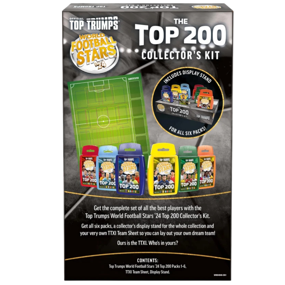 Top Trumps World Football Stars 2024 Top 200 Collectors Kit Card Game Collectible Set Gift