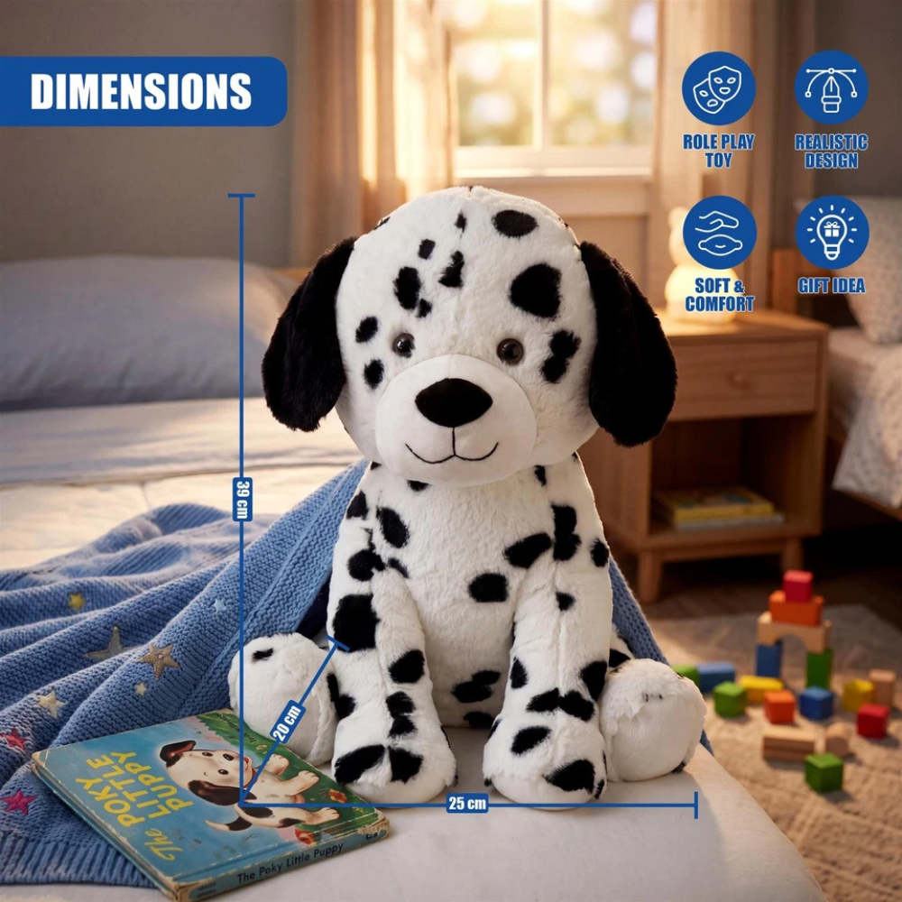 Dalmatian Puppy Soft Toy 15 Inch Sitting Teddy Stuffed Animal Cuddly Dog Pet Plush Kids Gift