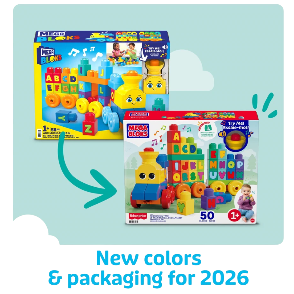 Mega Bloks Abc Musical Train 50 Piece Building Set Learning Toy for Toddlers Kids Play