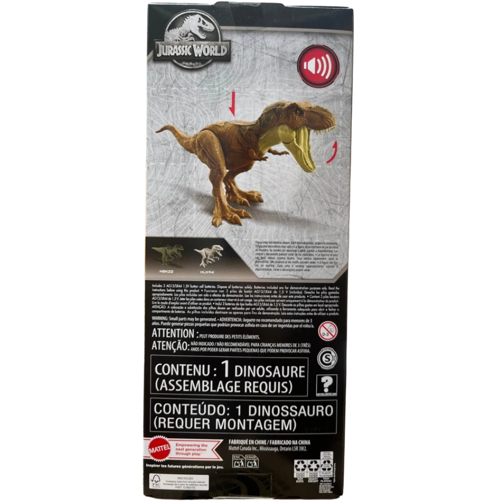 Jurassic World Tyrannosaurus Rex Sound Surge 12-Inch Dinosaur Action Figure Toy for Kids
