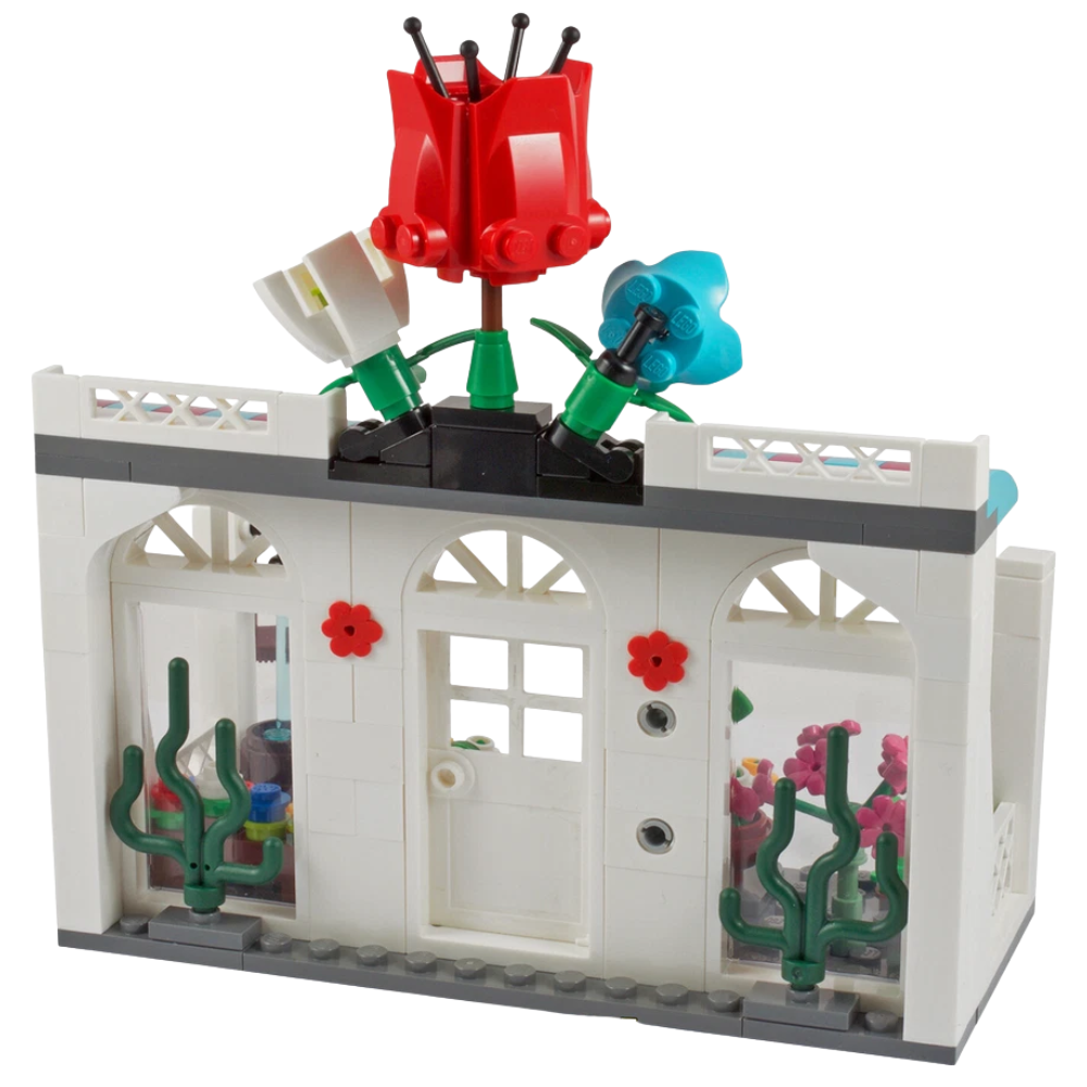 LEGO Flower Shop Florist Store with Plants, Flowers, Glass Windows & Accessories
