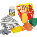 Kids Electronic Cash Register Toy Working Scanner Till Play Food Shopping Basket Lights Sounds