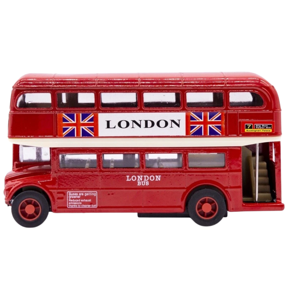 London Black Cab and Bus Die Cast Metal Pull Back Go Toy Cars for Kids Gift Set