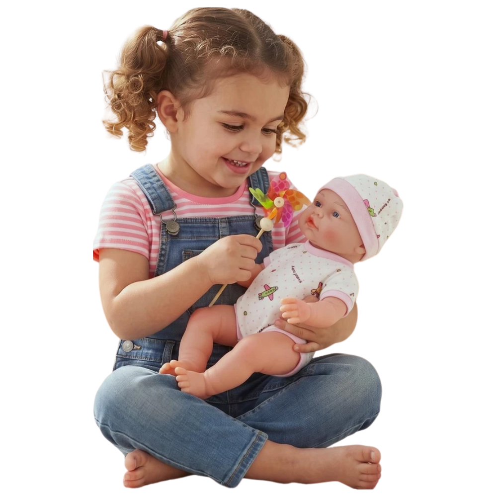 Bibi Doll Anatomically Correct 14 Inch Baby Girl Doll Full Vinyl Body Newborn Toy Gift Set