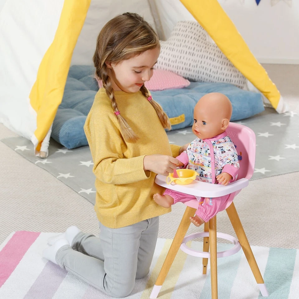 BABY born Highchair Doll Accessory, Pink Feeding Chair with Tray for Dolls up to 43cm