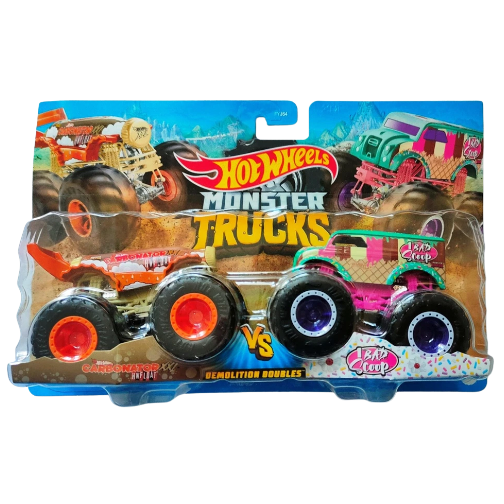 Hot Wheels Monster Trucks Demolition Doubles 2-Pack 1:64 Scale Die-Cast Monster Truck Set Collectible Toy Vehicles