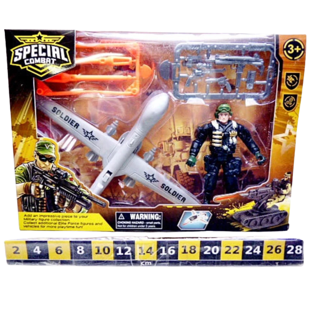 Dromader Military Combat Soldier and Army Plane Playset Plastic Toy Gift for Children