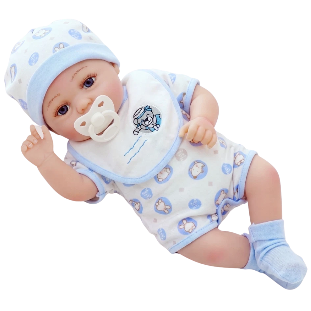17 Inch Realistic Reborn Baby Doll Handmade Sleeping Open Eyes with Dummy Bottle for Kids