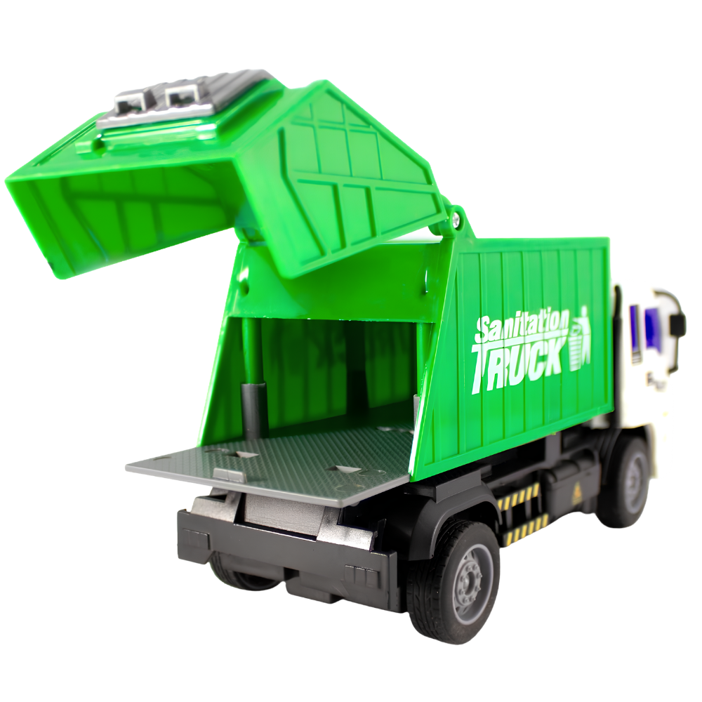 Remote Control Garbage Truck Toy with Lifting Bin Lights RC Sanitation Truck for Kids