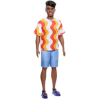 Barbie Fashionistas Ken Doll 65th Anniversary #220 Hearing Aid Orange Shirt 30cm 3+