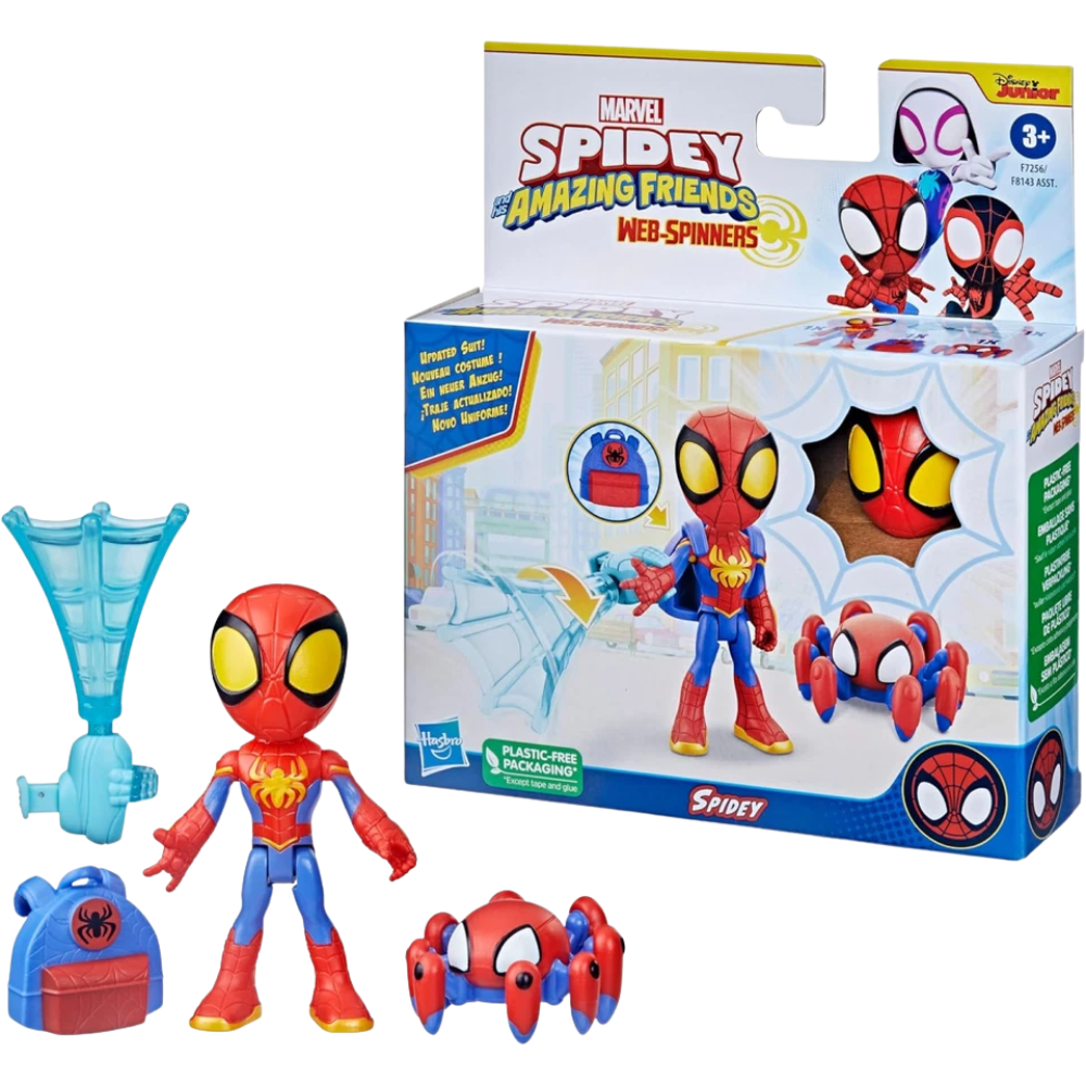 Marvel Spidey and His Amazing Friends Web-Spinners Spidey Figure with Backpack and Sidekick