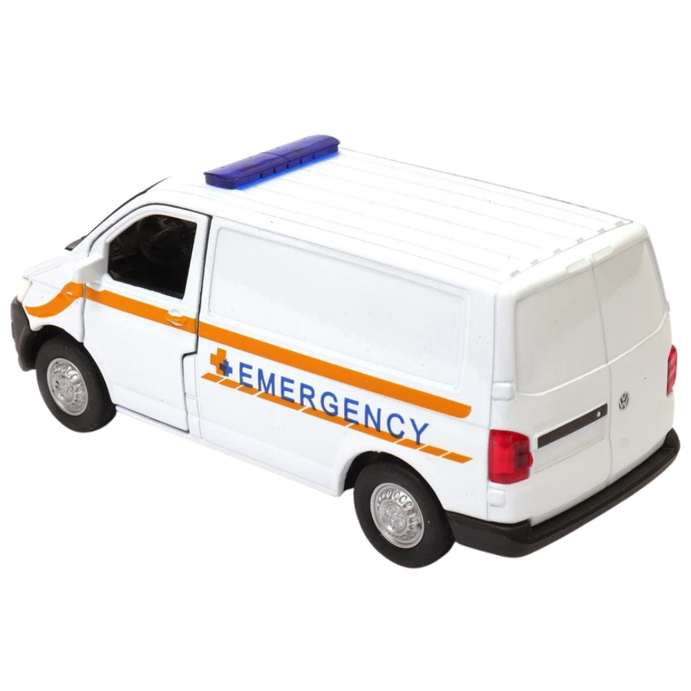 Welly Volkswagen T6 Transporter Emergency Van Diecast Model Toy 1:34–1:39 Scale Collectible