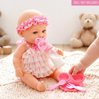6 Pcs Baby Doll Feeding Set with Magic Milk Bottle Pink Carry Bag & Doll Accessories